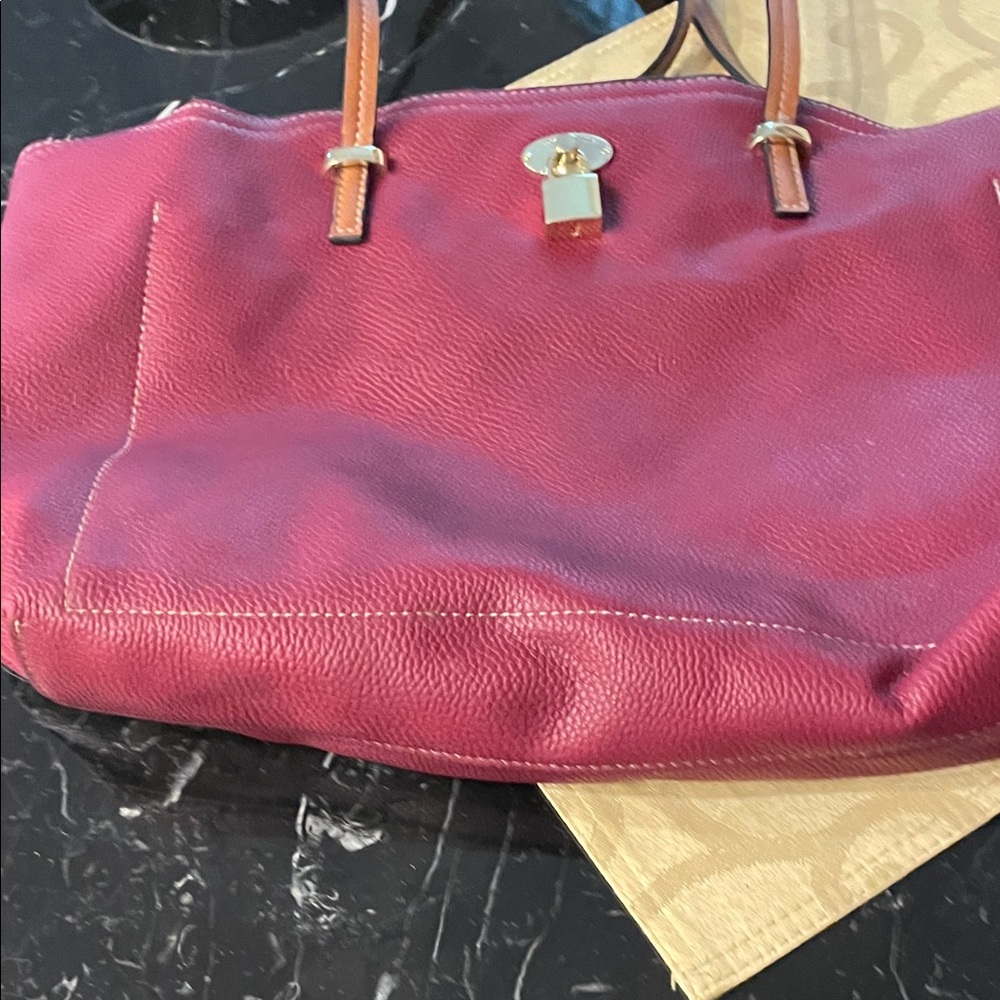 Elegant Red Leather Tote Bag London fog